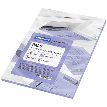 Бумага цветная OfficeSpace pale А4, 80г/м2, 50л. (фиолетовый), 1/3, 245190