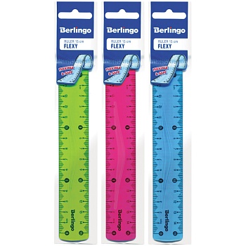 Линейка 15см Berlingo "Flexy", пластиковая, гибкая, ассорти, европодвес,248748
