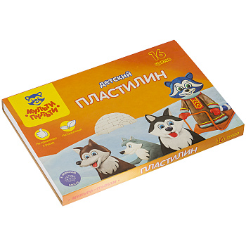 Пластилин 16 цветов Мульти-Пульти "Енот на Аляске", 240г, со стеком, картон, ДП_10236, 236490