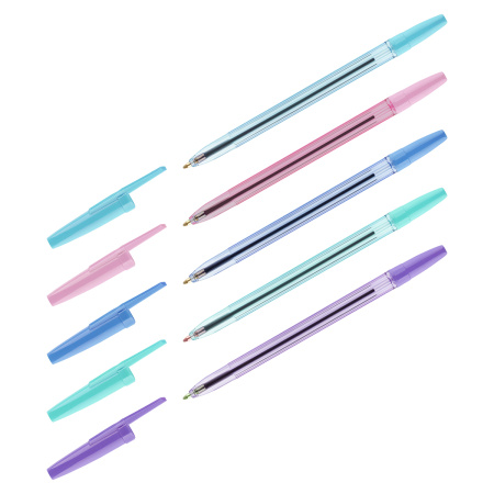 Ручка шариковая СТАММ "Оптима" синяя 1,0мм, пастель микс, 346473