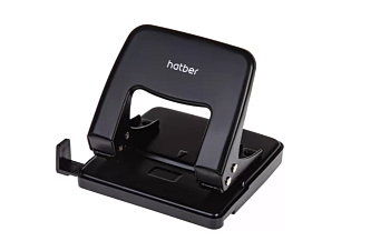 Дырокол 25л Hatber Record металический черный с линейкой, 092224