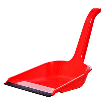 Совок д/мусора OfficeClean, пластик, резиновая кромка, ширина 23см, красный, с ручкой, 299875