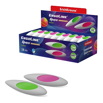 Ластик ErichKrause® Ergoline® Space 85*20*17мм с пластиковым держателем, 48791