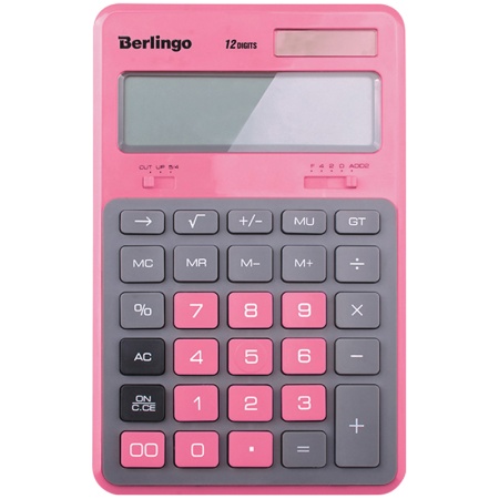 Калькулятор настольный Berlingo "Hyper", 12 разр., дв/пит., 171*108*12, розовый, CIP_200, 256288