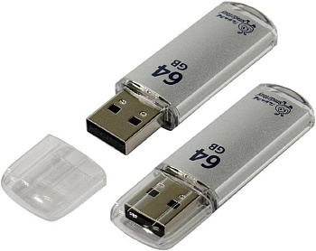 Память 64Gb, USB2.0 Smartbuy V-Cut Silver, ш/к 006416, 391107