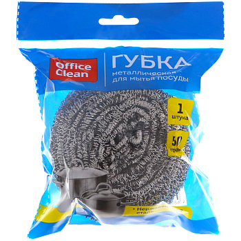 Мочалка металлич. OfficeClean, большая, спиральная, 1шт., 8*7см (50г), 265290