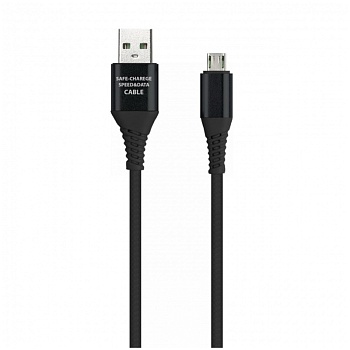 Кабель Smartbuy Gear USB2.0 (A) - Type C в резиновой оплетке, 2A output, 1м, белый, черный, 349969