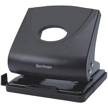 Дырокол 30л Berlingo Office Soft пластиковый черный с линейкой 1/24 DDp_30161/210986