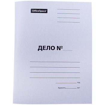 Скоросшиватель "Дело" OfficeSpace картон мелованный 300г/м2 белый пробитый, до 200л., 158527