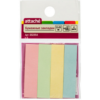 Закладки-флажки Attache 50*12мм, 4цв.по 25л. бумажные  692954