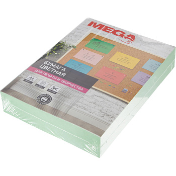 Бумага цветная "ProMEGA Jet", A4, 160гр/м, 250л, зеленый пастель, 1/5, 1623188