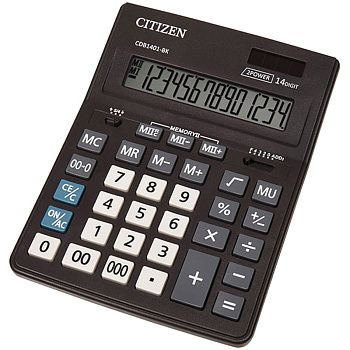 Калькулятор "CITIZEN" Business Line CDB, 14 разрядов, 2-ое питание, 157*200*35 мм, черный, 259749