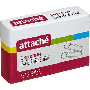 Скрепки 28мм 100шт "Attache", оцинкованные б/покрытия, овальные, 115672