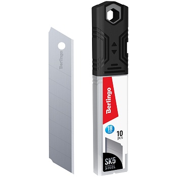 Лезвия для канцелярских ножей Berlingo, 18мм, 10шт., в пластиковом пенале, BM4216, 1/10, 331458