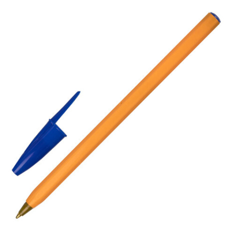 Ручка шариковая STAFF Basic BP-01 1,0мм, синяя, оранжевый корпус, 143740