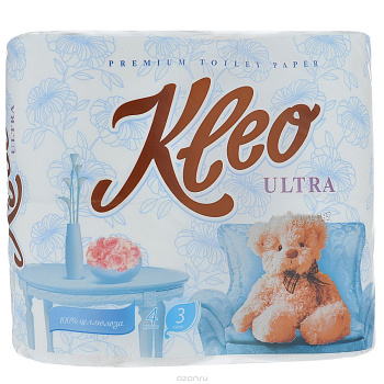 Т/б Kleo (Клео) 3-сл белая 1упак/4рул, (1матр/18упак), 391102