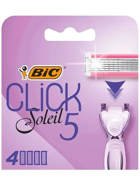 Bic Сменные кассеты LADY 5 SOLEIL CLICK (4 шт.), женские, 5 лезвий, увл.полоска, 395629
