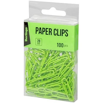 Скрепки 28мм 100шт "Berlingo", зел, пласт. упак., DBs_28100b, 1/12, 301703 Скрепки 28мм 100шт "Berlingo", зел, пласт. упак., DBs_28100b, 1/12, 301703