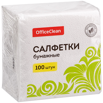 Салфетки бум 24*24см 1-сл 100л белые OfficeClean 234358
