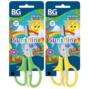 Ножницы 13,5см BG "Sunshine" ассорти, детские с усилителем, европодвес, 327689