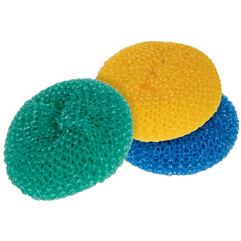 Губки для посуды OfficeClean 3ШТ, пластиковые сетчатые, 8*8*2,5см, 301821