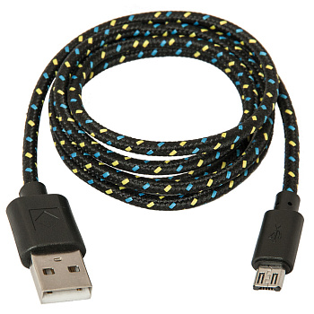 Кабель Defender USB08-03T USB2.0 (A) - microUSB (B), в оплетке, 1М, черный,262181