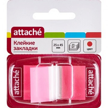 Закладки-флажки Attache 45*25мм, 1цв, по 25л, РОЗОВЫЙ, 166084