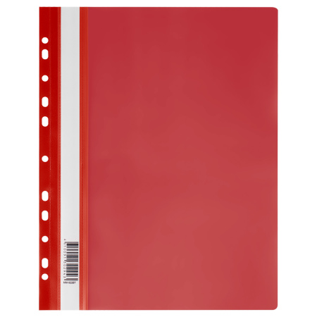 Папка-скоросшиватель с перфорацией А4 Стамм 160мкм, красная с прозрачным верхом, 343194