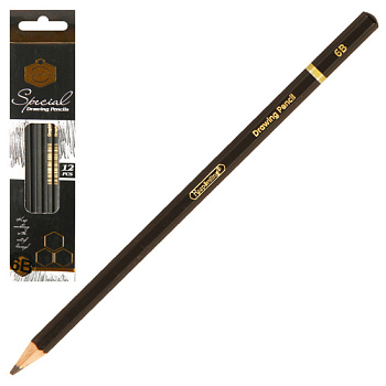 Карандаш ч/г КОКОС KEEPSMILING 6B, дерево, шестигранный, 1/12, 231813